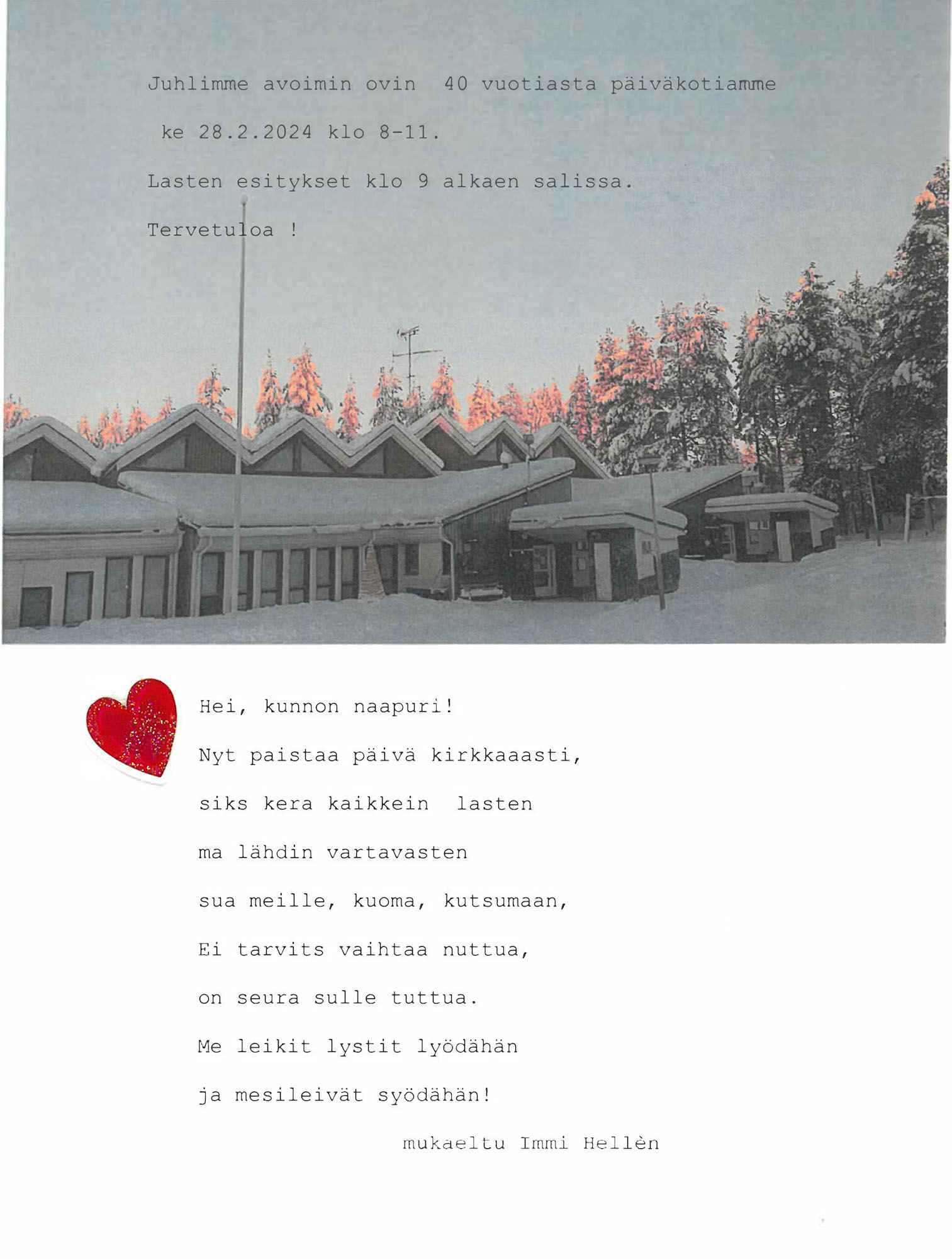 Paulaharjun päiväkodin 40 v juhlat