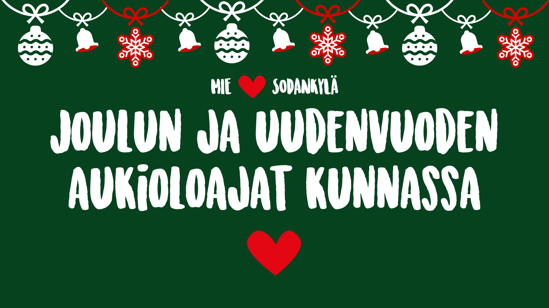 Joulun 2024 ja uudenvuoden ajan aukioloajat kunnassa